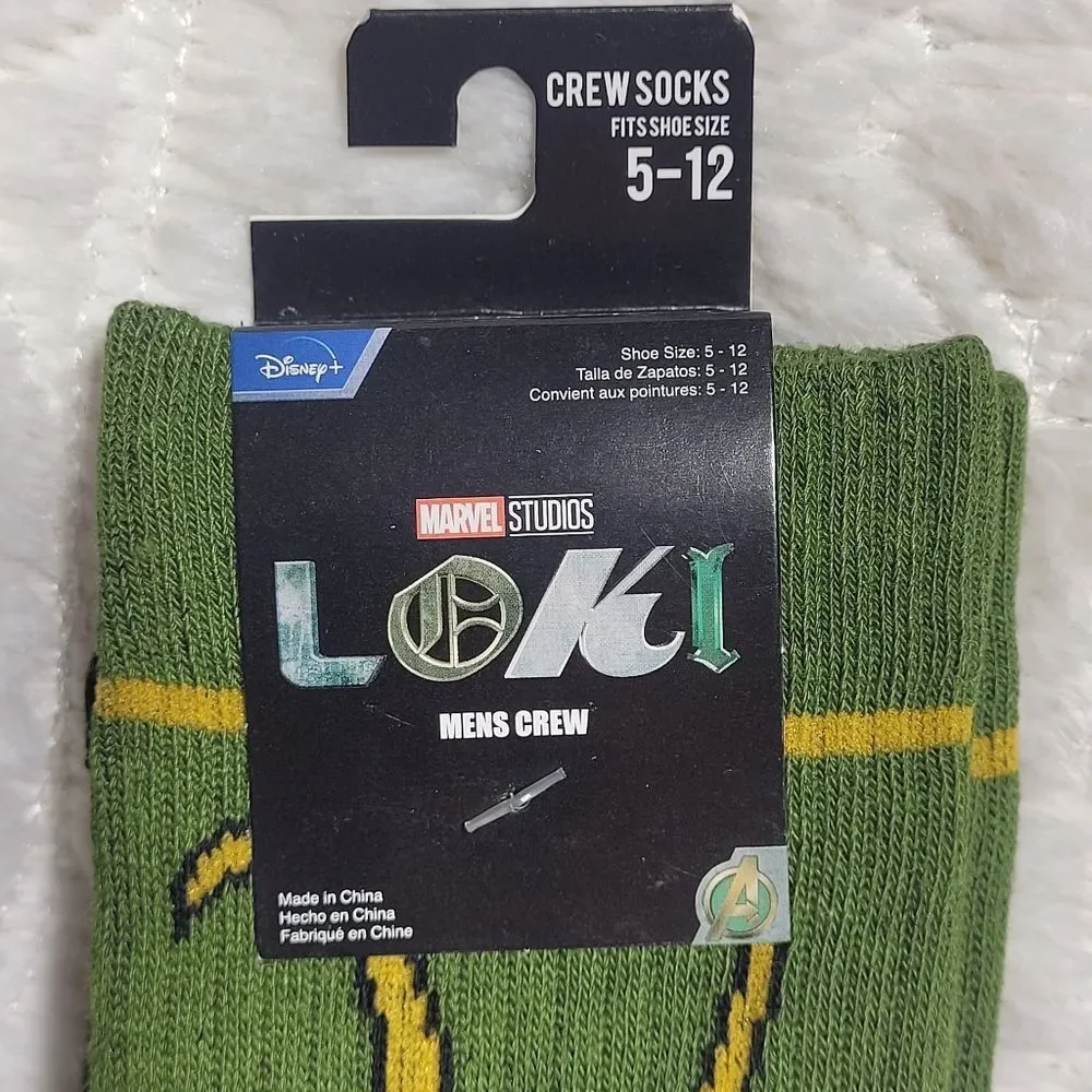 Marvel Disney Loki Alligator Gator Chibi Crew Socks Unisex Size 5-12 New OOS